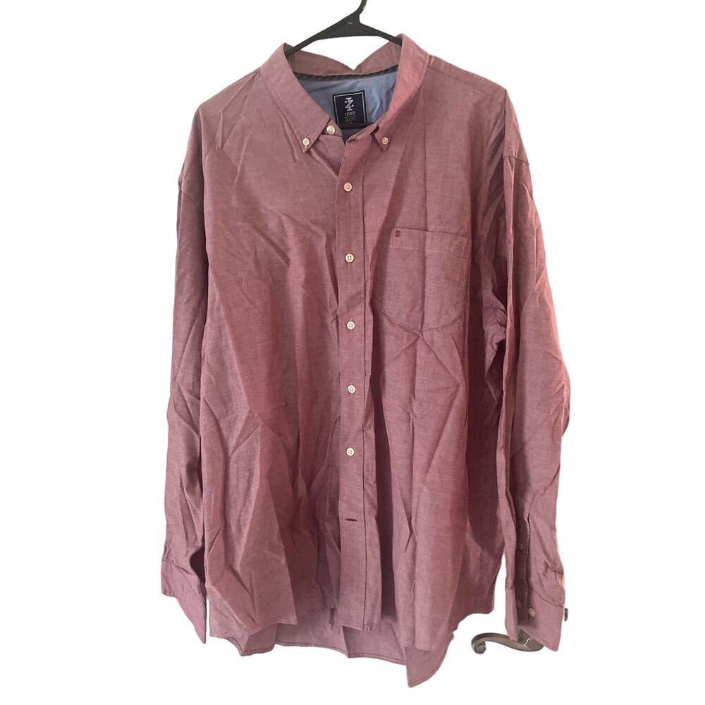 IZOD Long Sleeve Mens 2XL Oxford Dress Shirt Merlot Color, B88, $38